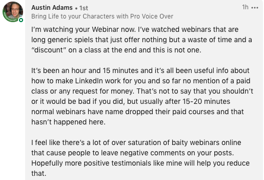 LinkedIn Testimonial LinkedIn Testimonial